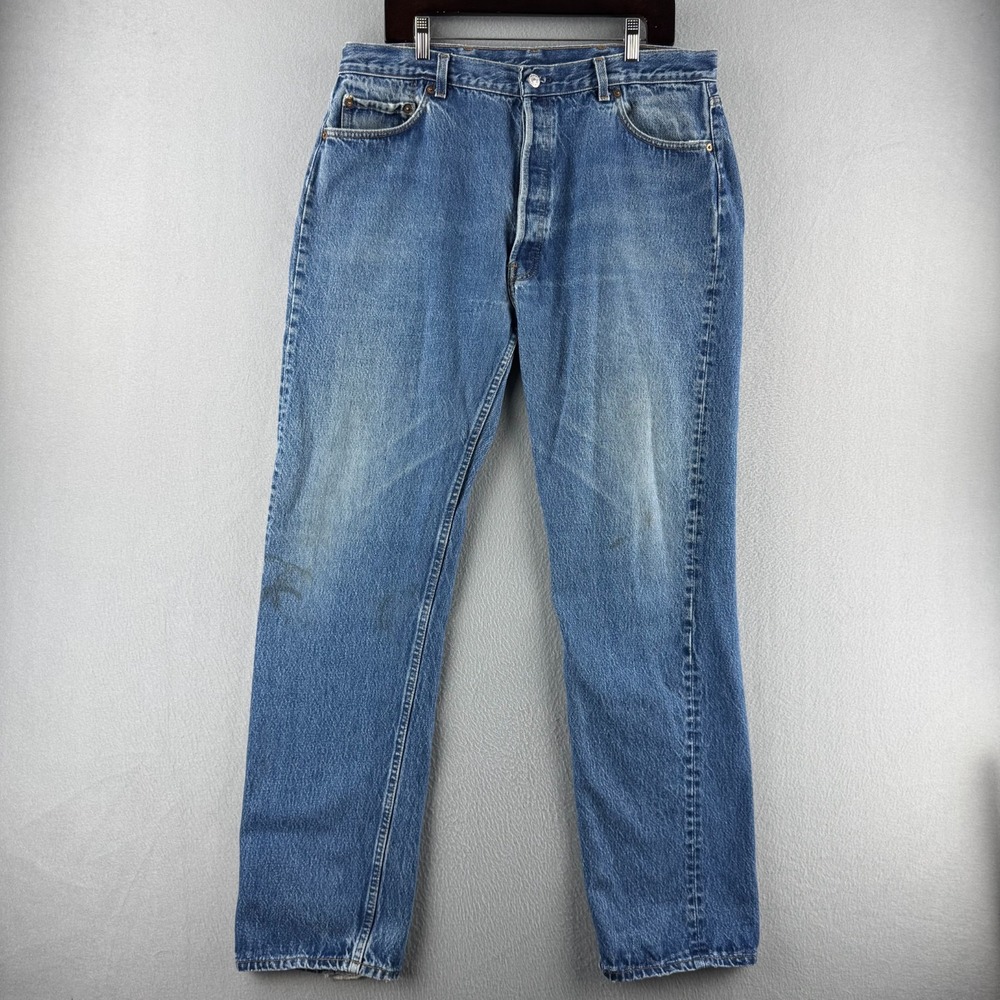 Vintage Levis Jeans Mens 38x34 (Fits 36x34) Faded Denim 501 80s 1989 Made in USA
